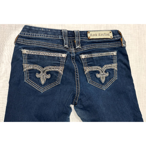 Rock Revival Amanda Easy Boot Denim Jeans Sz 28 Dark Wash ACTUAL 32 x 30 - Picture 1 of 10